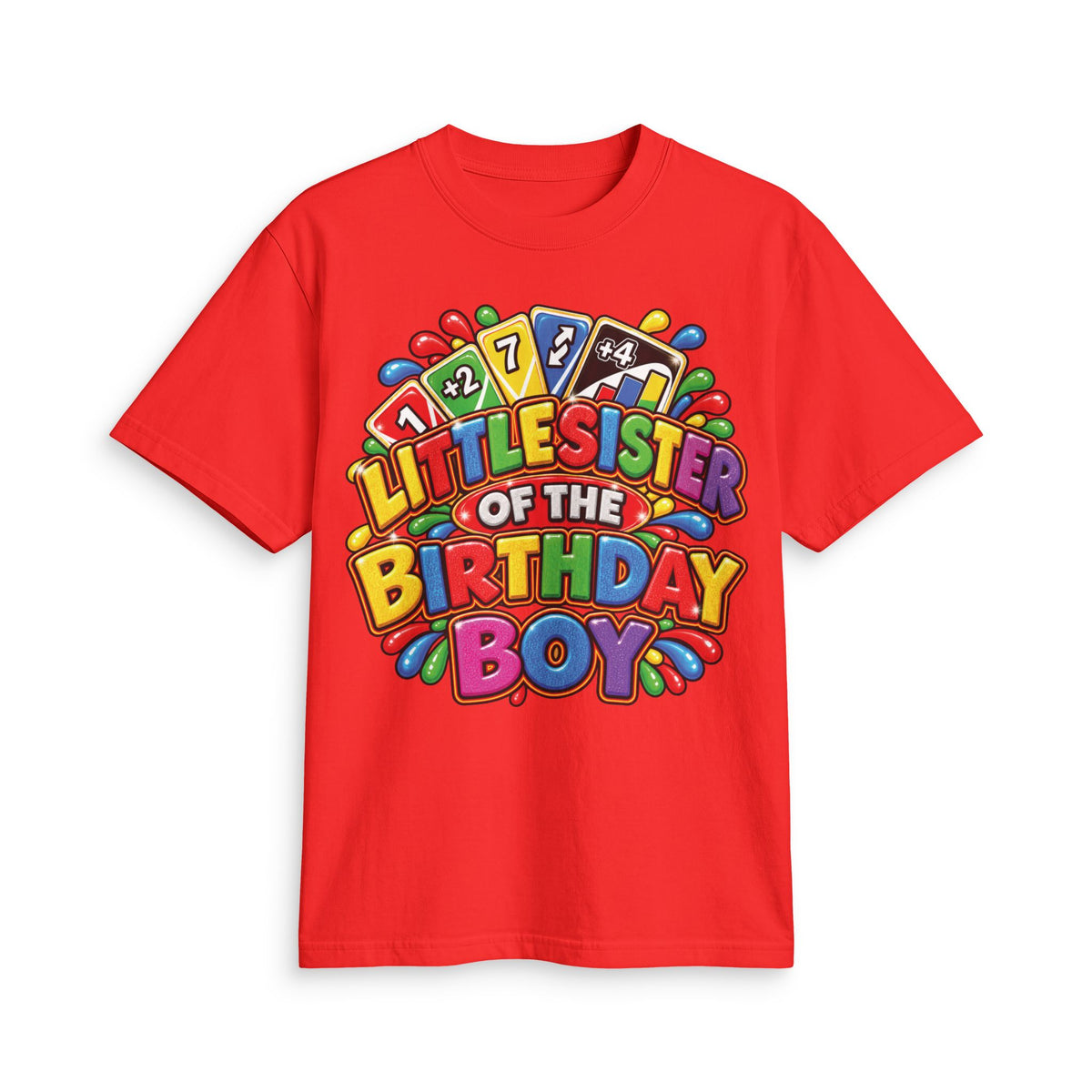 Little Sister of the Birthday Boy T Shirt | Colorful Birthday Siblings Design