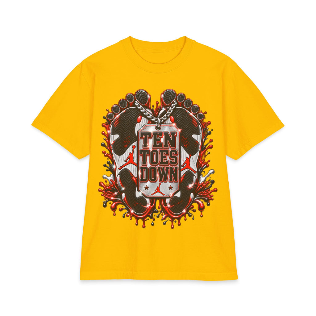 Ten Toes Down feet graphic T-Shirt | streetwear, red black emblem