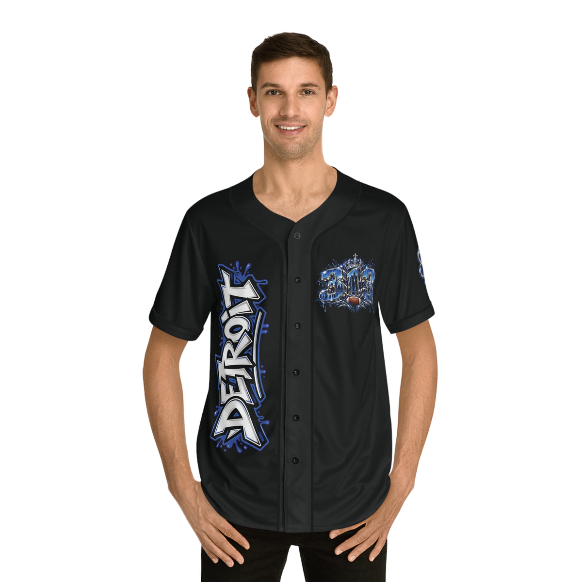 Detroit Football Lion Graphic Baseball Jersey | Detroit Pride