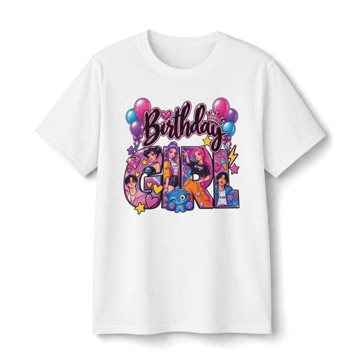 Kpop Hunter Demon Birthday Girl tee | Kids birthday shirt, balloons, cartoon letters