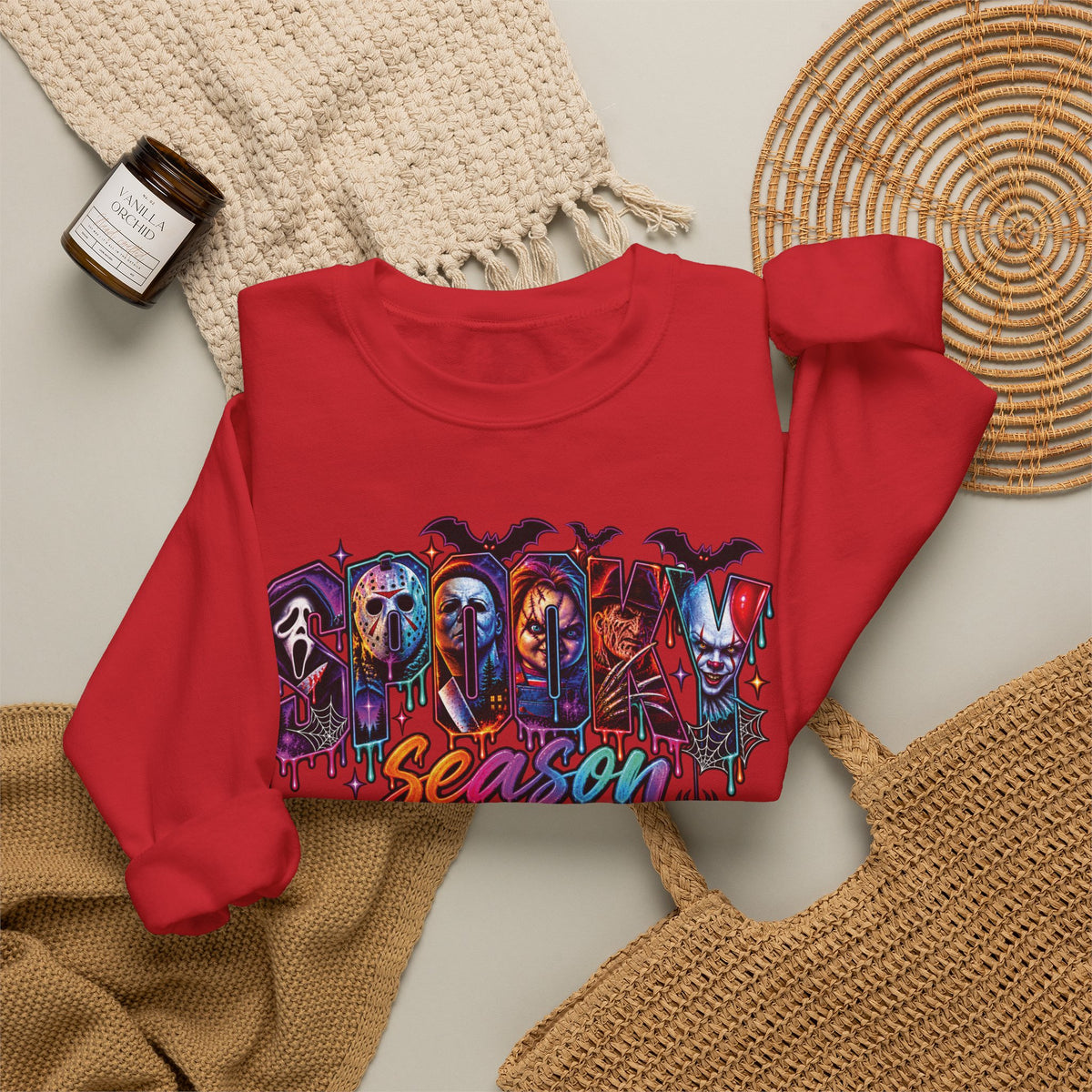 Spooky Season Horror Character Skateboard Crewneck Sweatshirt | Gothic Skate Graffiti