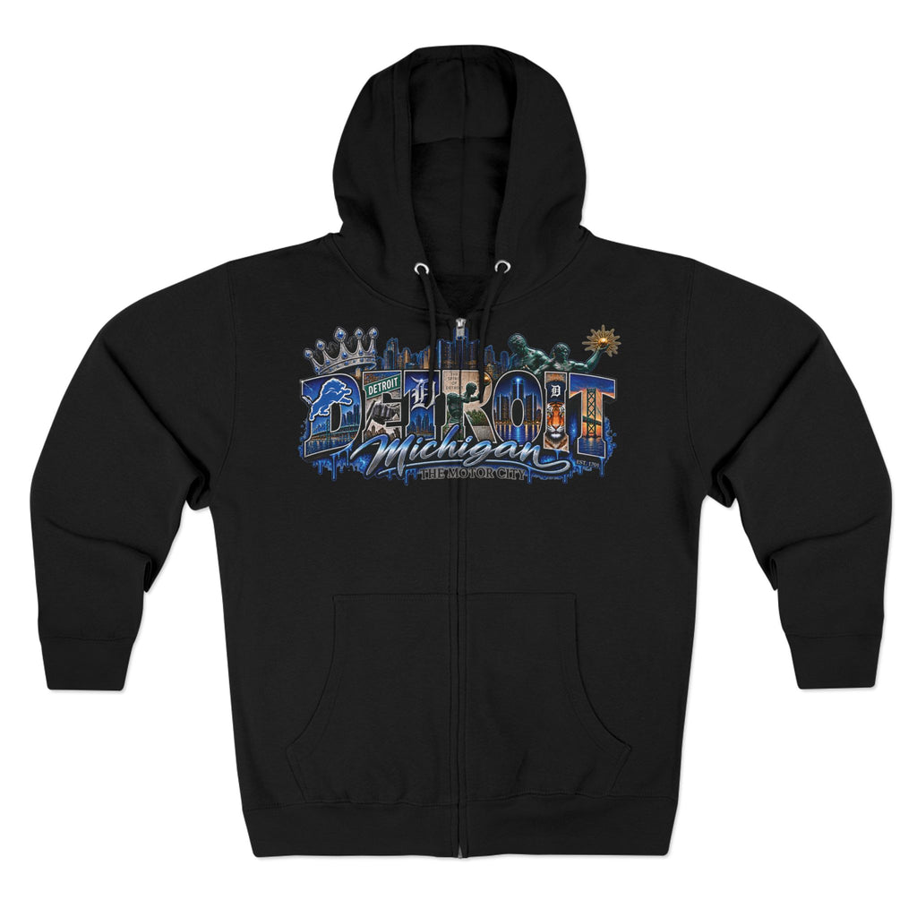 Detroit Lion Graphic Zip Hoodie | Detroit City 313 Lion Design