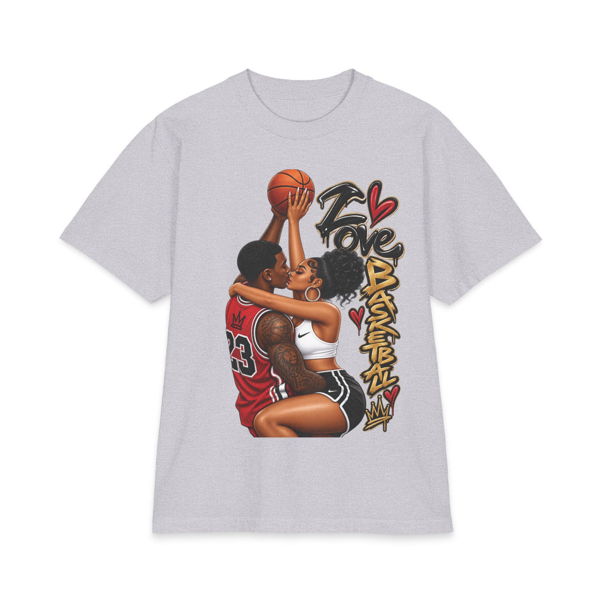 Love Basketball couple illustration Short Sleeve Tee | Basketball Romance