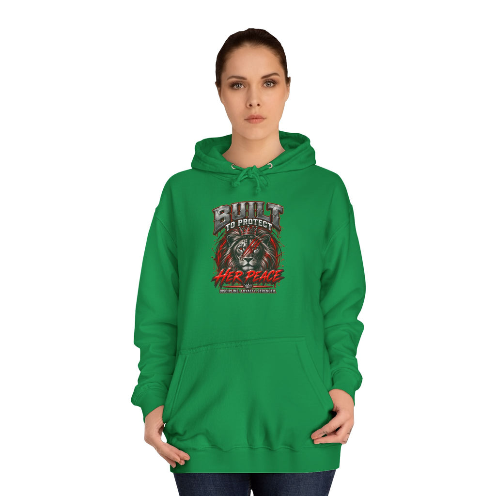 Built to Protect her Peace Couples College Hoodie