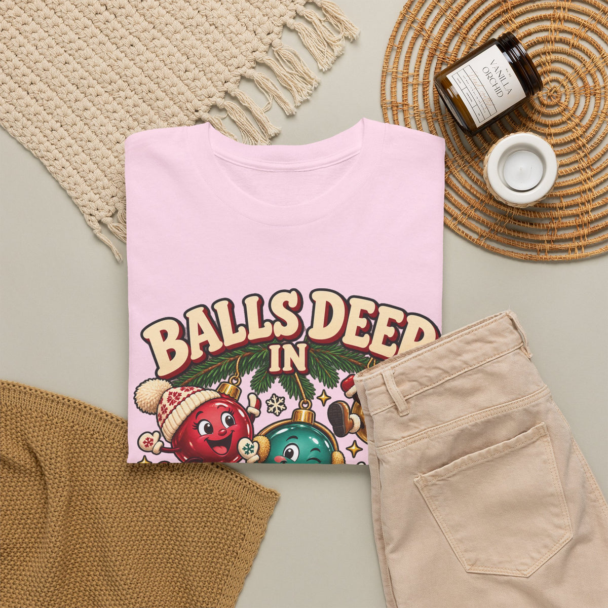 Balls Deep in Christmas Spirit Graphic Tee
