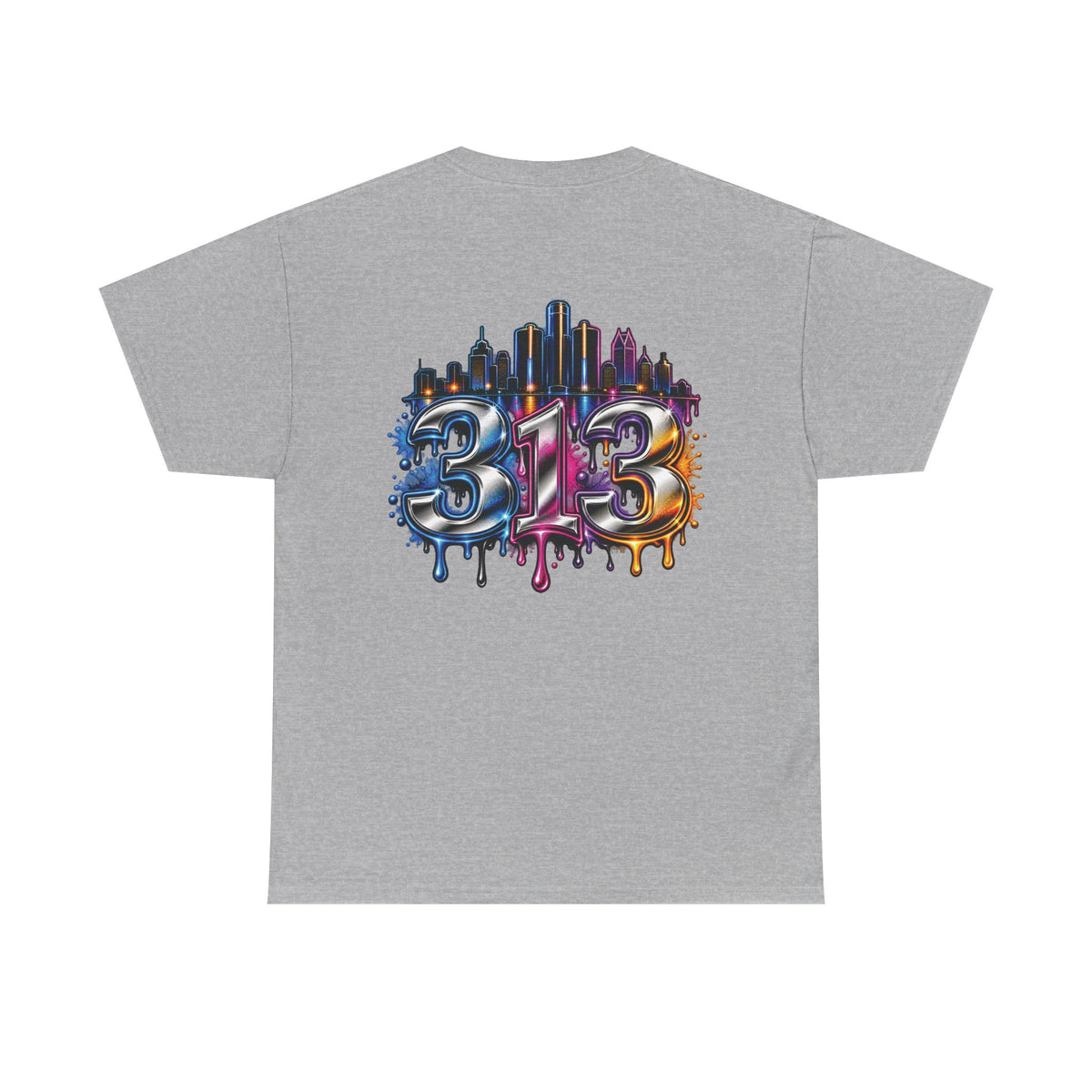 Detroit Script Tee | 313 Drip Skyline T-Shirt
