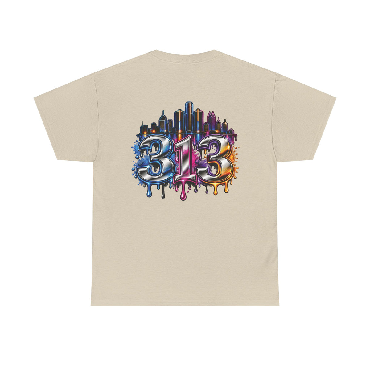 Detroit Script Tee | 313 Drip Skyline T-Shirt