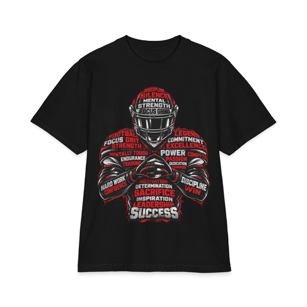 Motivational Football Helmet Player T-Shirt | Sports Words Typography, Power, Success