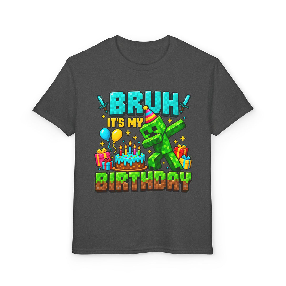 Bruh It’s My Birthday Youth T-Shirt – Pixel Gaming Birthday Shirt