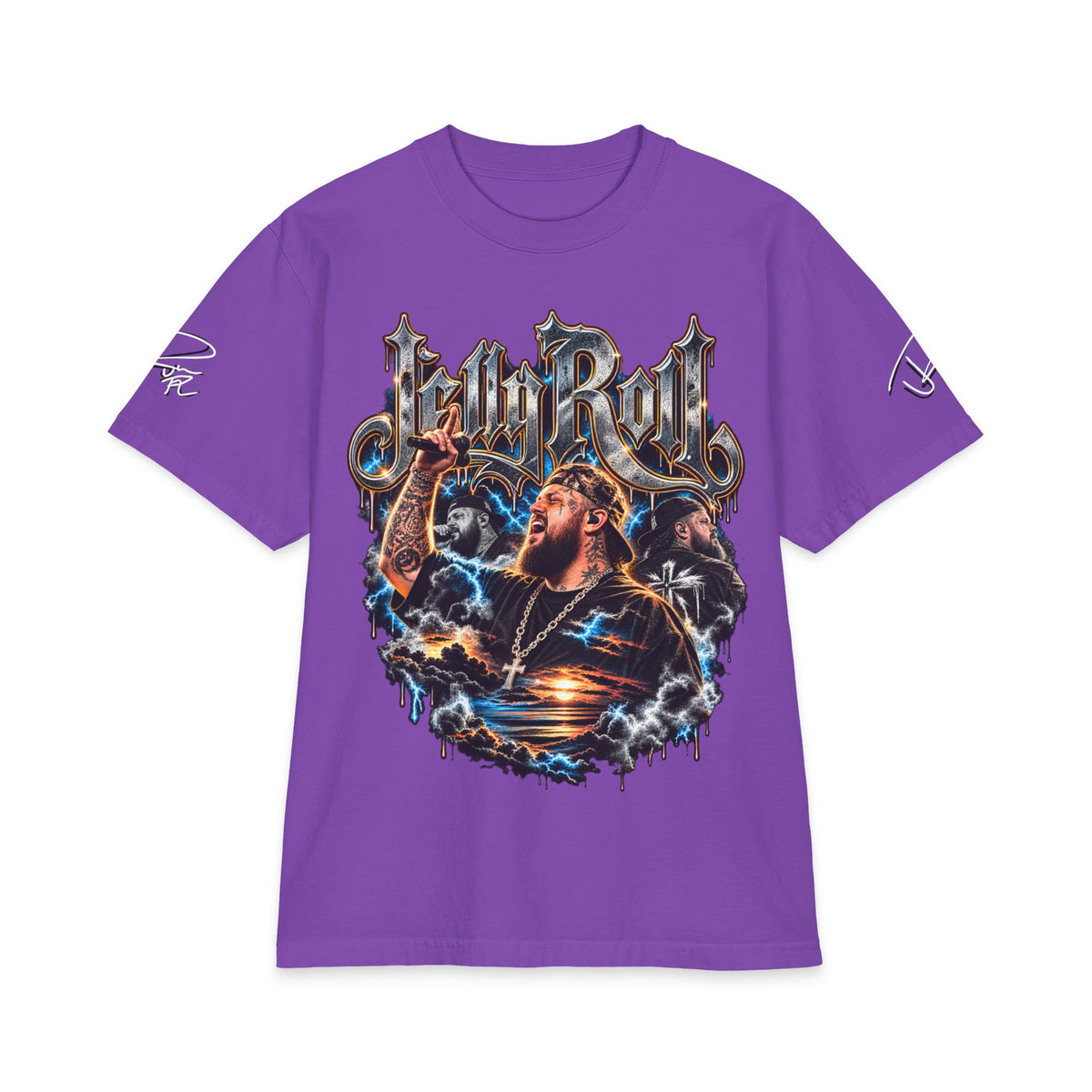 Roll Jelly portrait graphic Tee | Country singer storm art