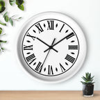 Roman Numeral Vintage Clock Wall Clock | Black Frame, White Face