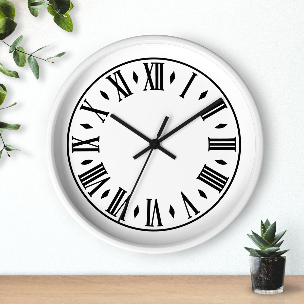 Roman Numeral Vintage Clock Wall Clock | Black Frame, White Face