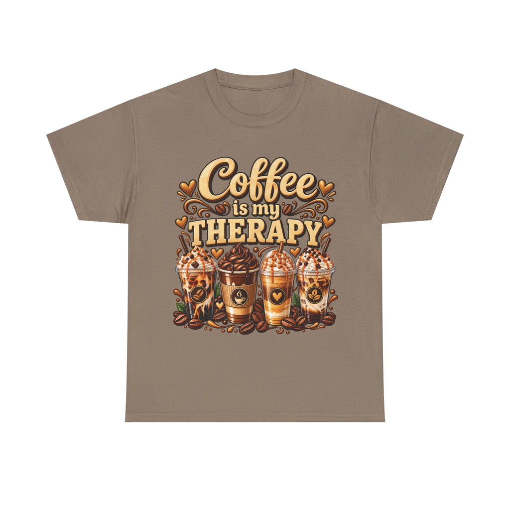 Coffee Is My Therapy T-Shirt | Coffee Cups Illustration, Cozy Beverage Tee