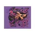 Olivia Rodrigo Portrait Velveteen Microfiber Blanket | Purple Butterfly Rose Design