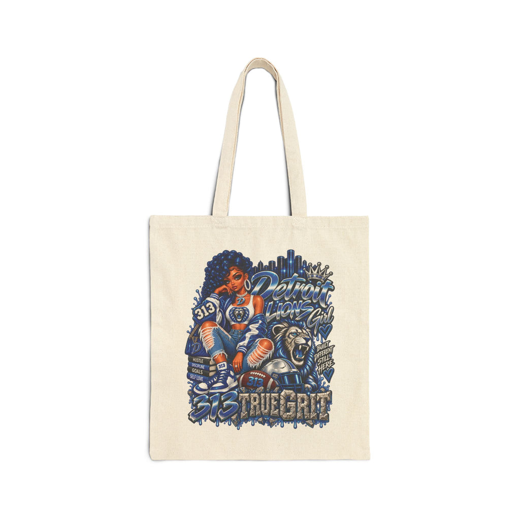 True Grit Detroit Lions Tote Bag | Vintage Baseball Illustration