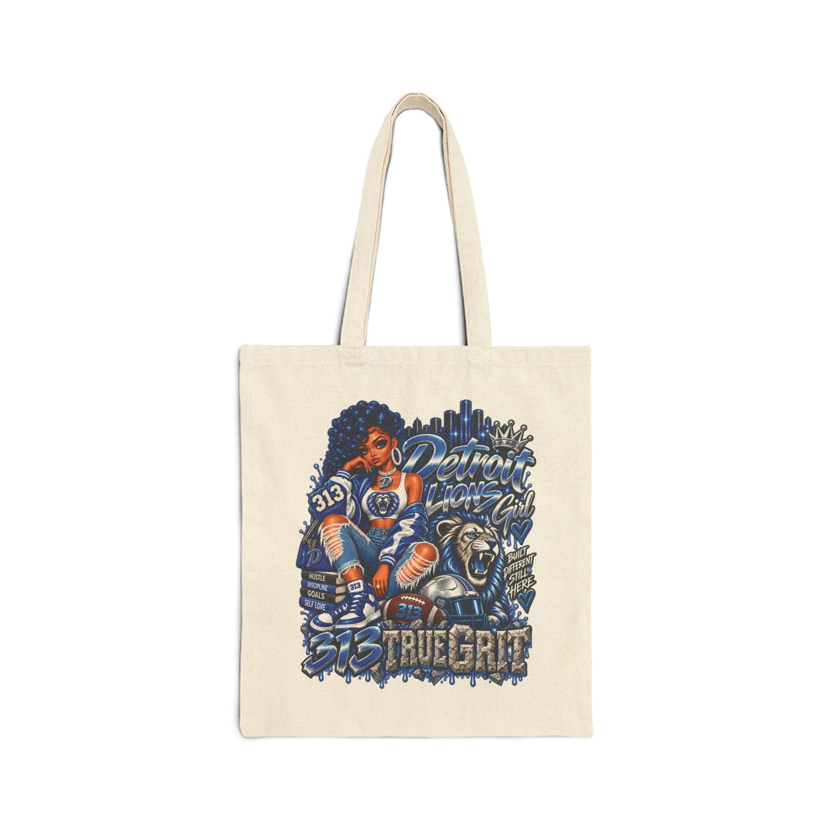 True Grit Detroit Lions Tote Bag | Vintage Baseball Illustration