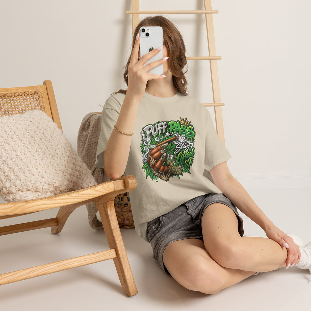 Puff and Pass Stay Lifted T-Shirt | Cannabis Leaf Graphic Tee