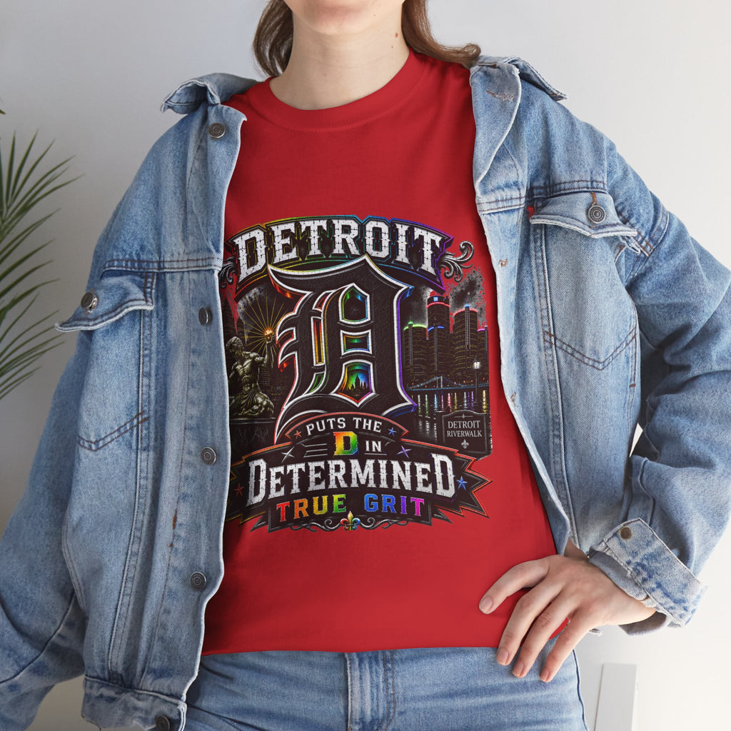 Detroit D Skyline Determined True Grit T-Shirt | City Pride Tee