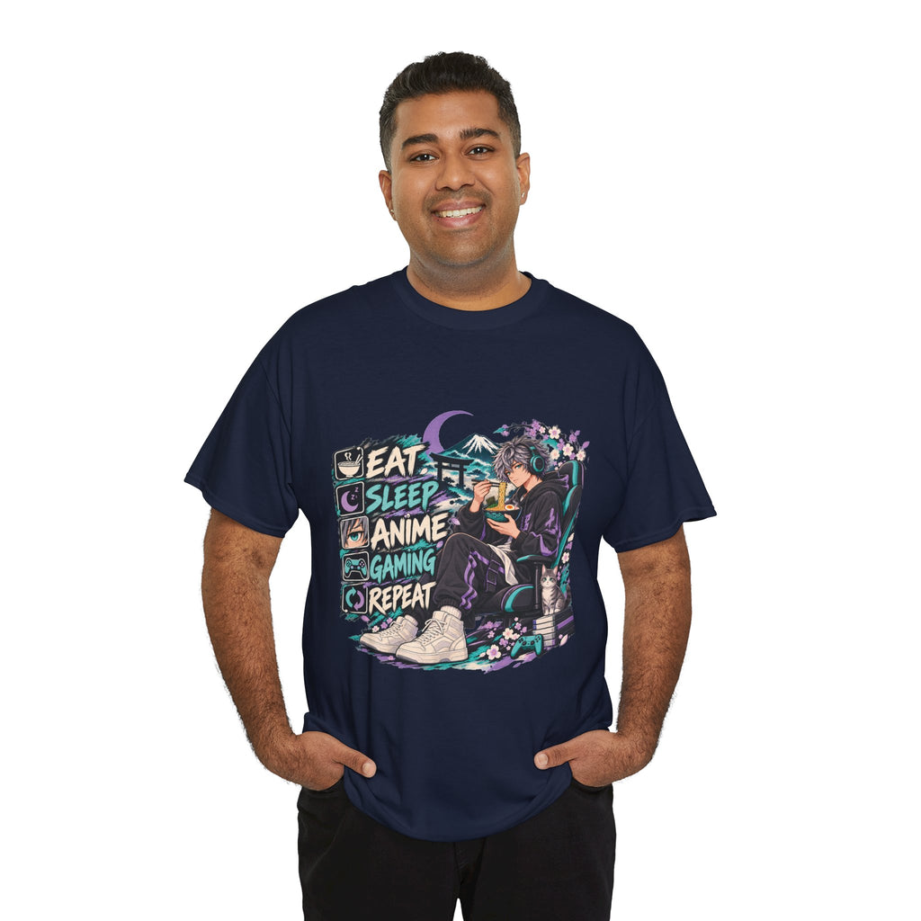 Eat Sleep Anime Gaming Repeat Video Game Graphic T-Shirt