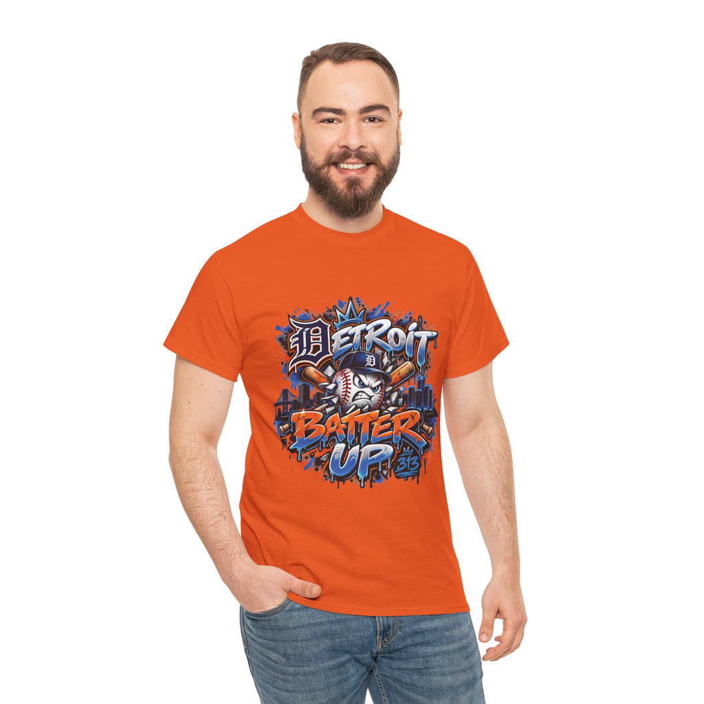 Detroit Batter Up T-Shirt | Baseball City Skyline Tee
