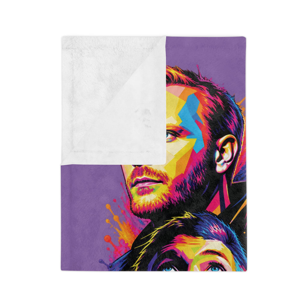 Coldplay band portrait Velveteen blanket | colorful pop art music throw