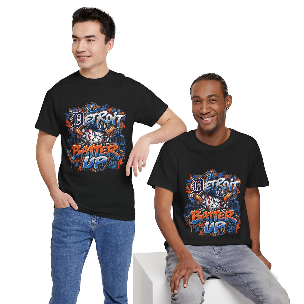 Detroit Batter Up T-Shirt | Baseball City Skyline Tee