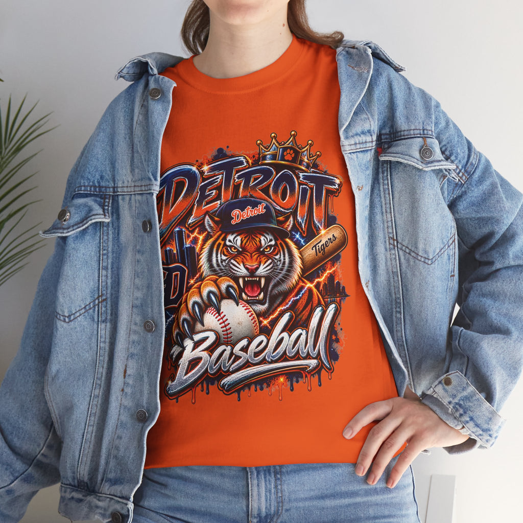 Detroit Tigers Tiger Baseball Tee | Vintage Mascot Detroit Baseball Shirt