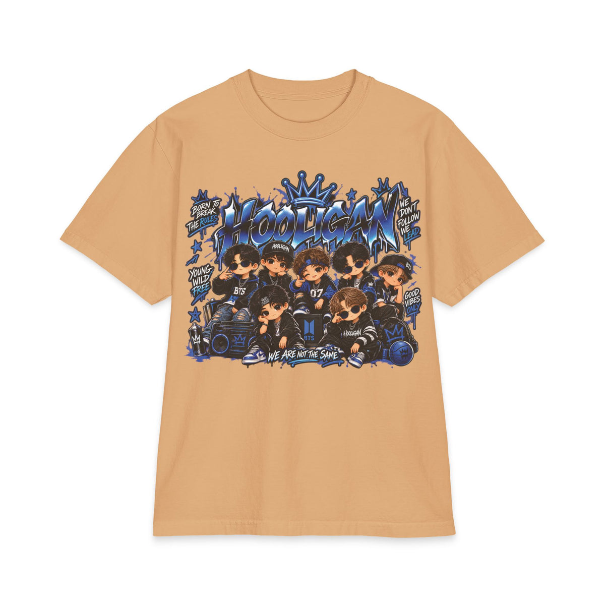 BTS Blue Anime Boy Band Graphic T-Shirt | Kawaii Chibi Crew Tee