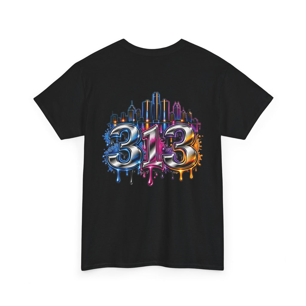 Detroit Script Tee | 313 Drip Skyline T-Shirt