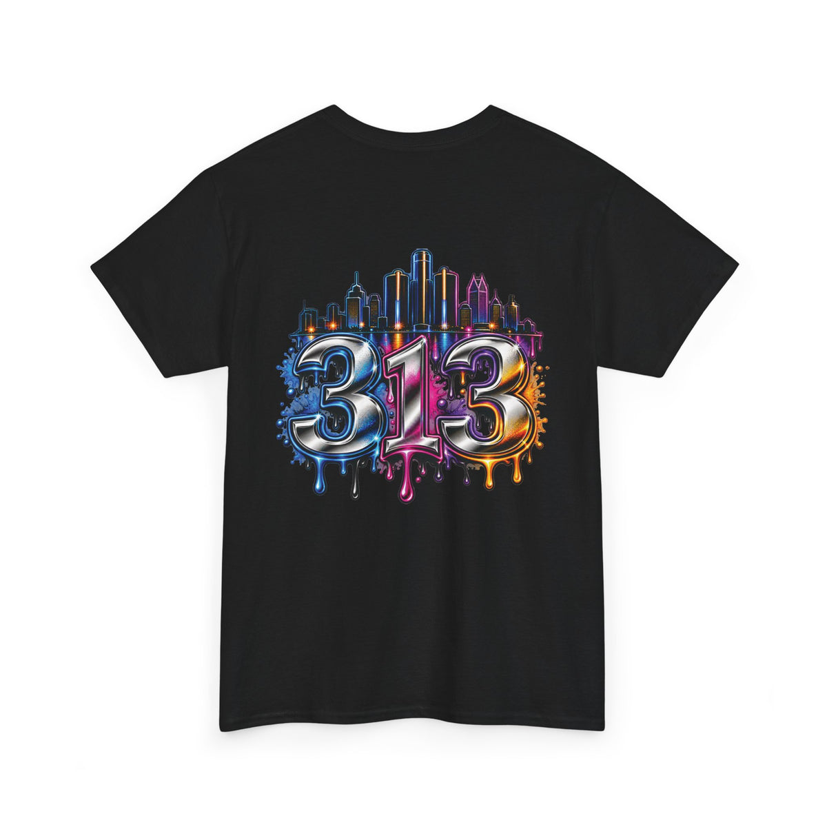 Detroit Script Tee | 313 Drip Skyline T-Shirt