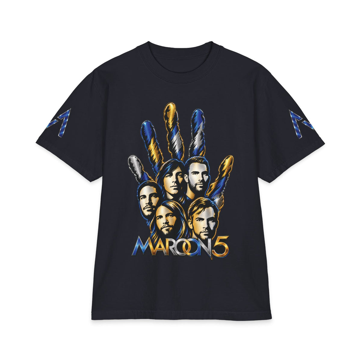 Handprint Portrait Maroon 5 Band Graphic T-Shirt | Rock Band Logo Tee