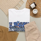 Lions Football Typography Tee | Blue Vintage Grunge Stadium Design