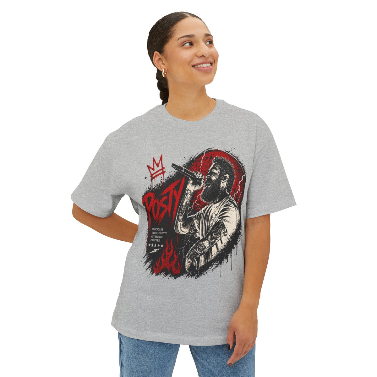 Malone Singer Microphone Illustration Concert Tee | Retro Rock Rap Portrait