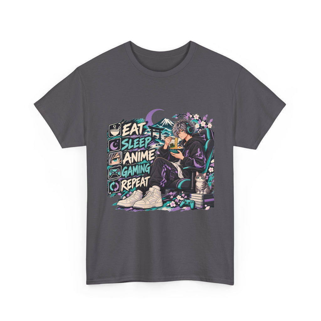 Eat Sleep Anime Gaming Repeat Video Game Graphic T-Shirt