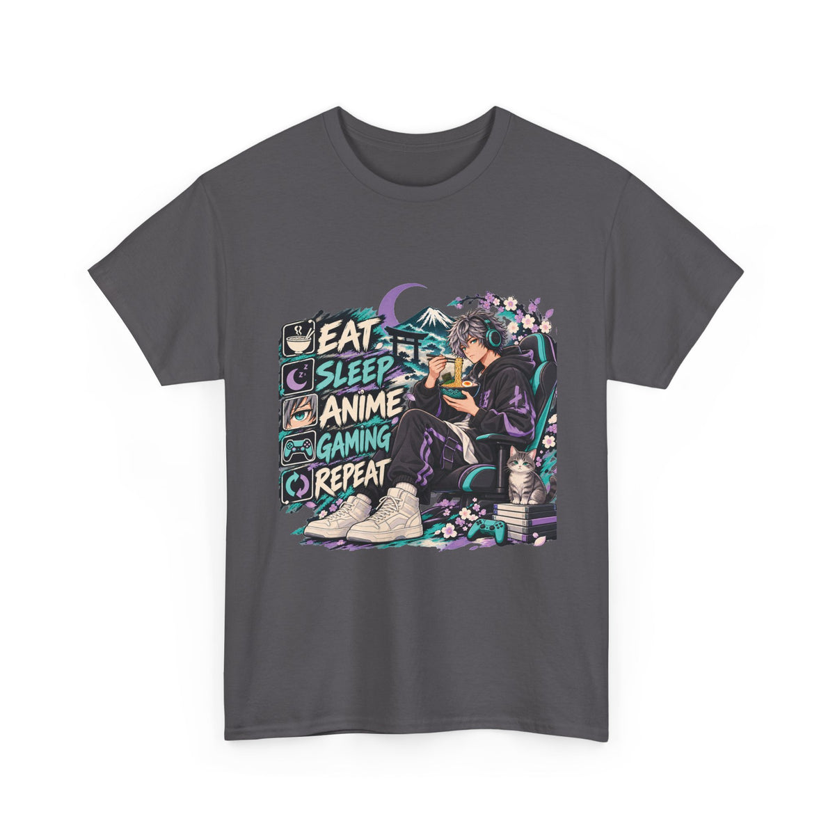 Eat Sleep Anime Gaming Repeat Video Game Graphic T-Shirt