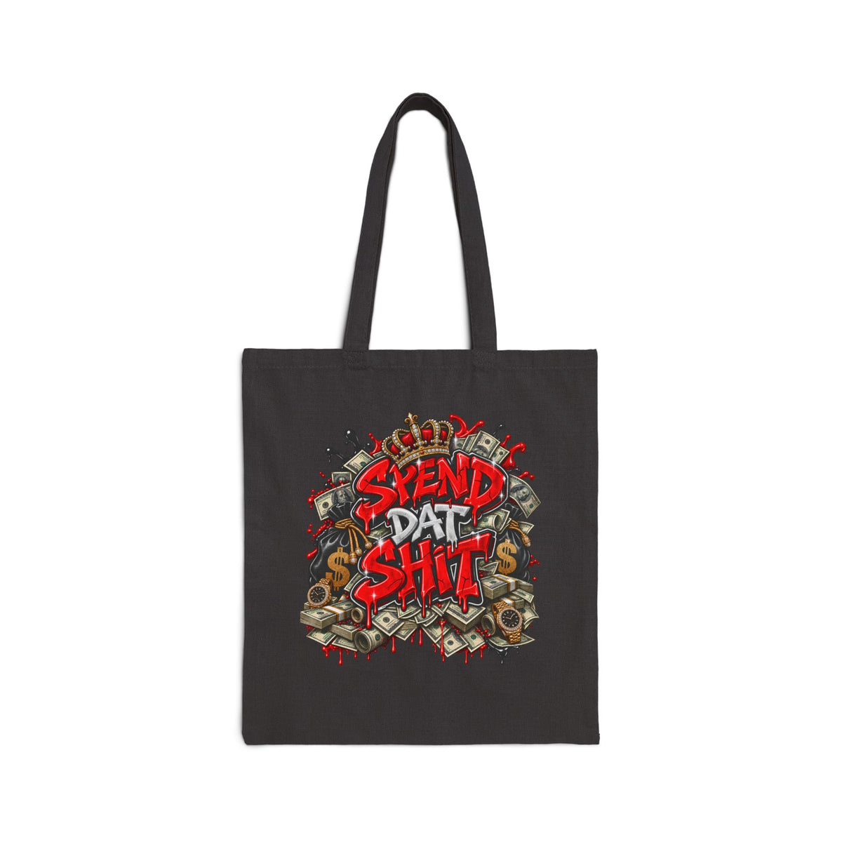 Spend Dat Shit Tote Bag | Graffiti Money Skull Design