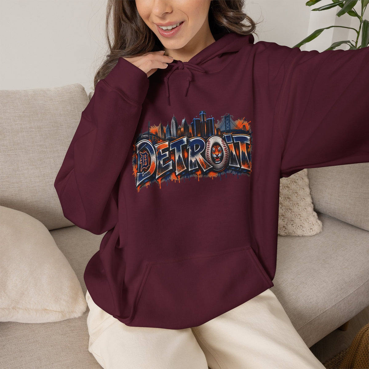 Detroit graffiti skyline Hoodie | Cityscape street art sweatshirt