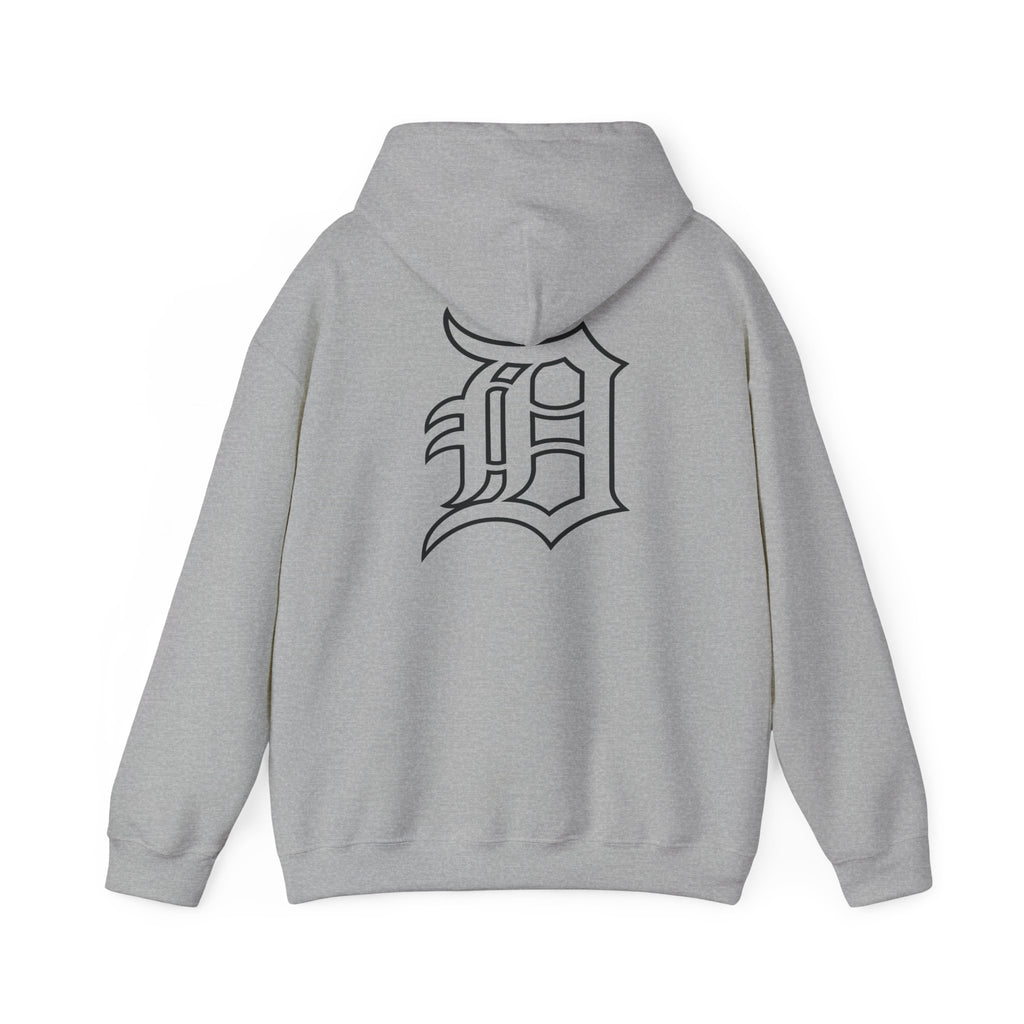 Detroit Basketball Graphic Hoodie | Vintage City Sports Logo, Front Collage Art