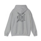 Detroit Basketball Graphic Hoodie | Vintage City Sports Logo, Front Collage Art