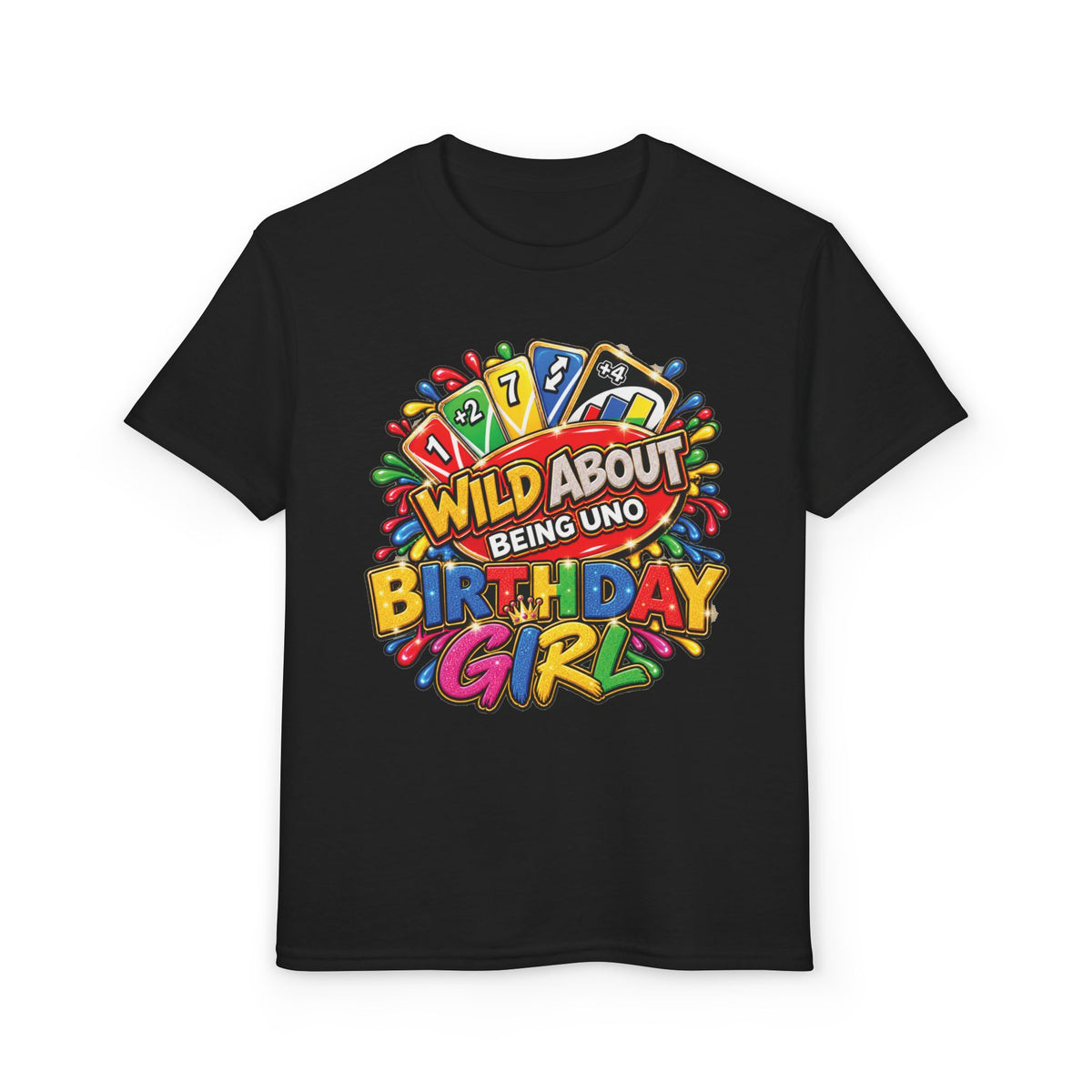 Wild About Being UNO Birthday Girl T-Shirt | Kids Custom Name Back