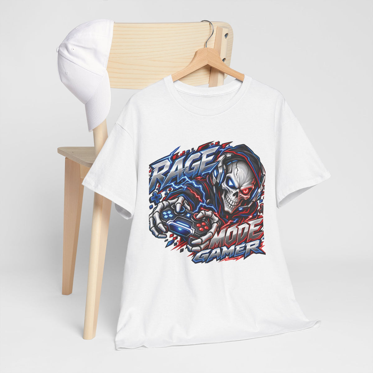 Rage Mode Gamer Skull Graphic T-Shirt