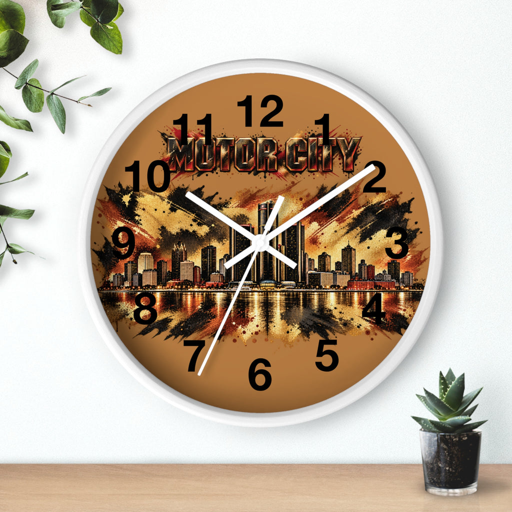 Motor City Detroit Skyline Wall Clock