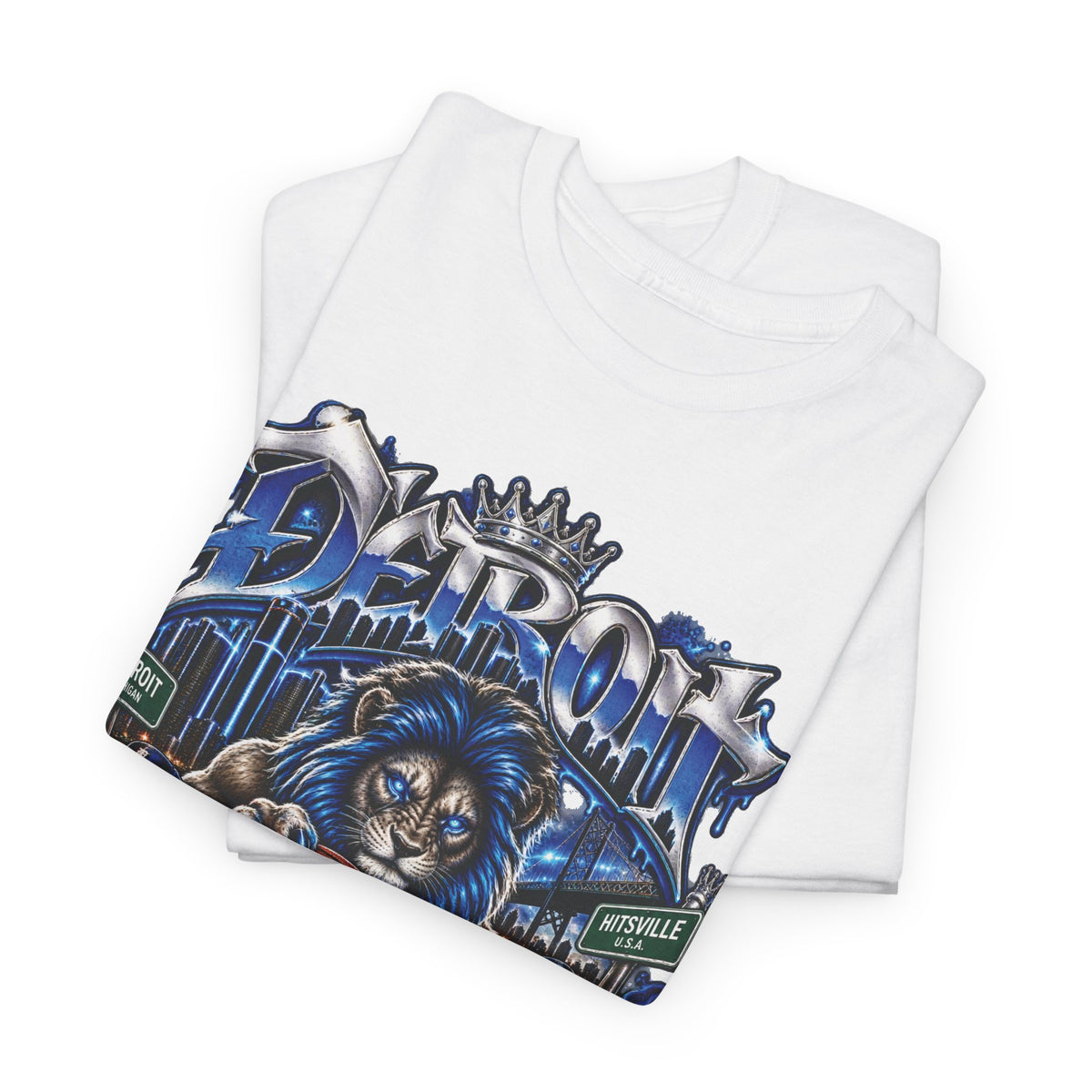 Detroit Basketball Lion Graphic Tee | City Streetball Detroit D Logo
