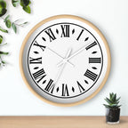 Roman Numeral Clock Wall Clock | Black Frame, Classic Vintage Face