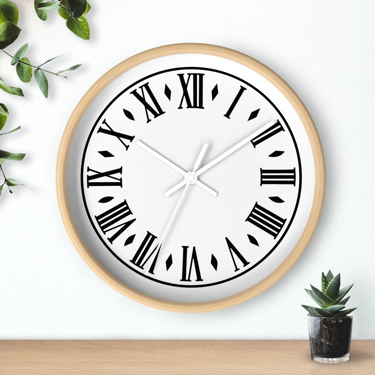 Roman Numeral Clock Wall Clock | Black Frame, Classic Vintage Face