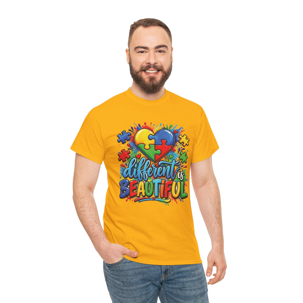 Different Is Beautiful Autism Puzzle Heart T-Shirt | Neurodiversity Awareness Tee