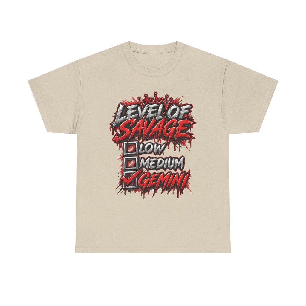 Level of Savage Gemini T-Shirt | Zodiac Astrology Tee, Detroit Graffiti Back
