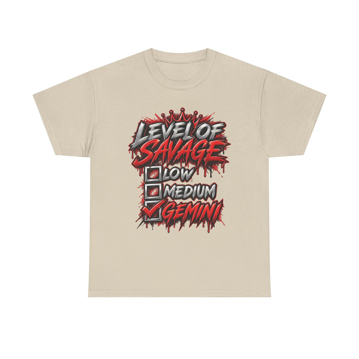 Level of Savage Gemini T-Shirt | Zodiac Astrology Tee, Detroit Graffiti Back