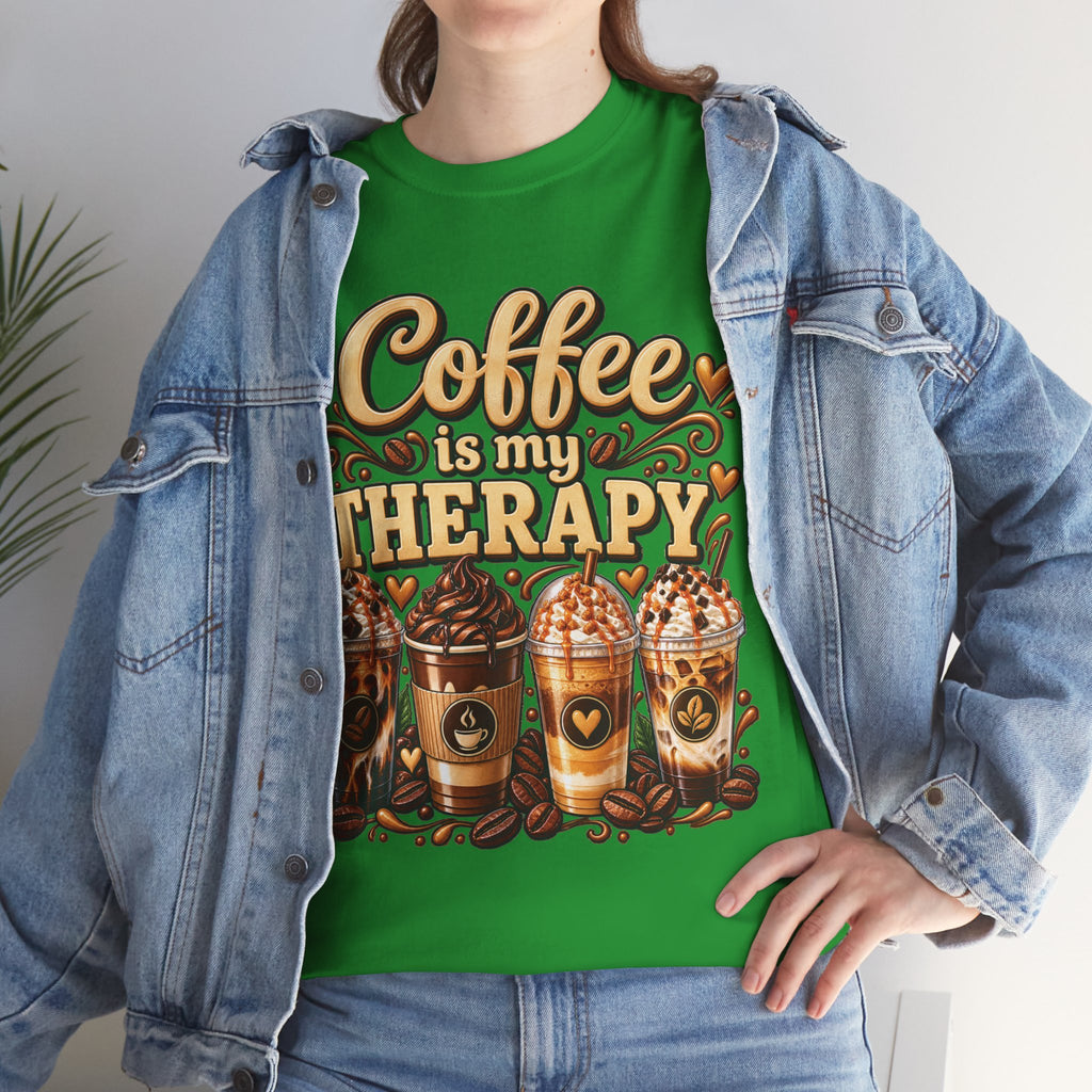 Coffee Is My Therapy T-Shirt | Coffee Cups Illustration, Cozy Beverage Tee