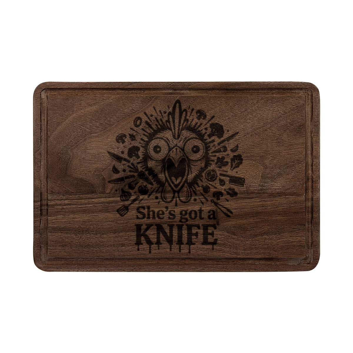 She's Got a Knife wooden cutting board | Engraved kitchen decor